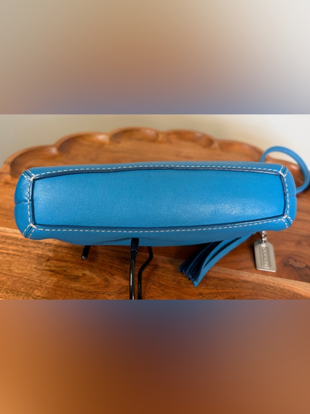 Coach Turquoise Blue Leather Wristlet Clutch EUC - Picture 11 of 16